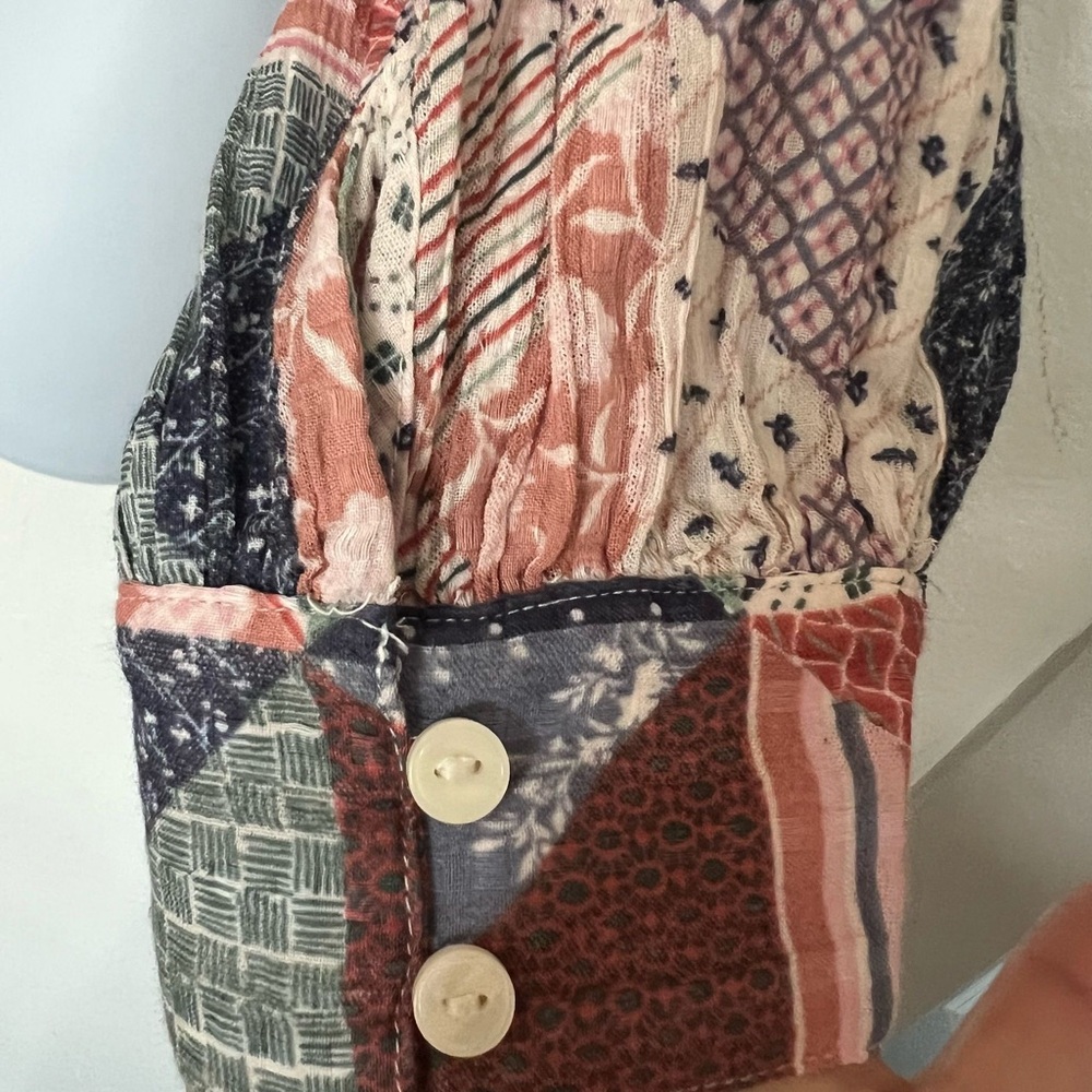 American Eagle Patchwork Off-Shoulder Peasant Top… - image 4